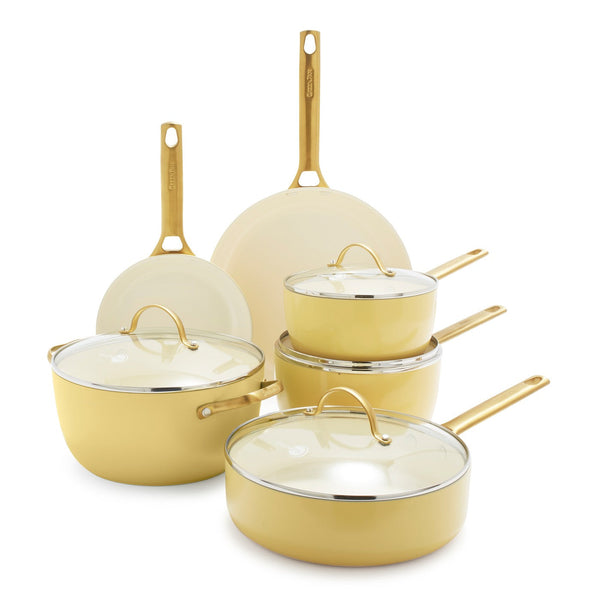 Greenpan Padova Batterie De Cuisine 6 Pcs Avec Couvercles Jaune