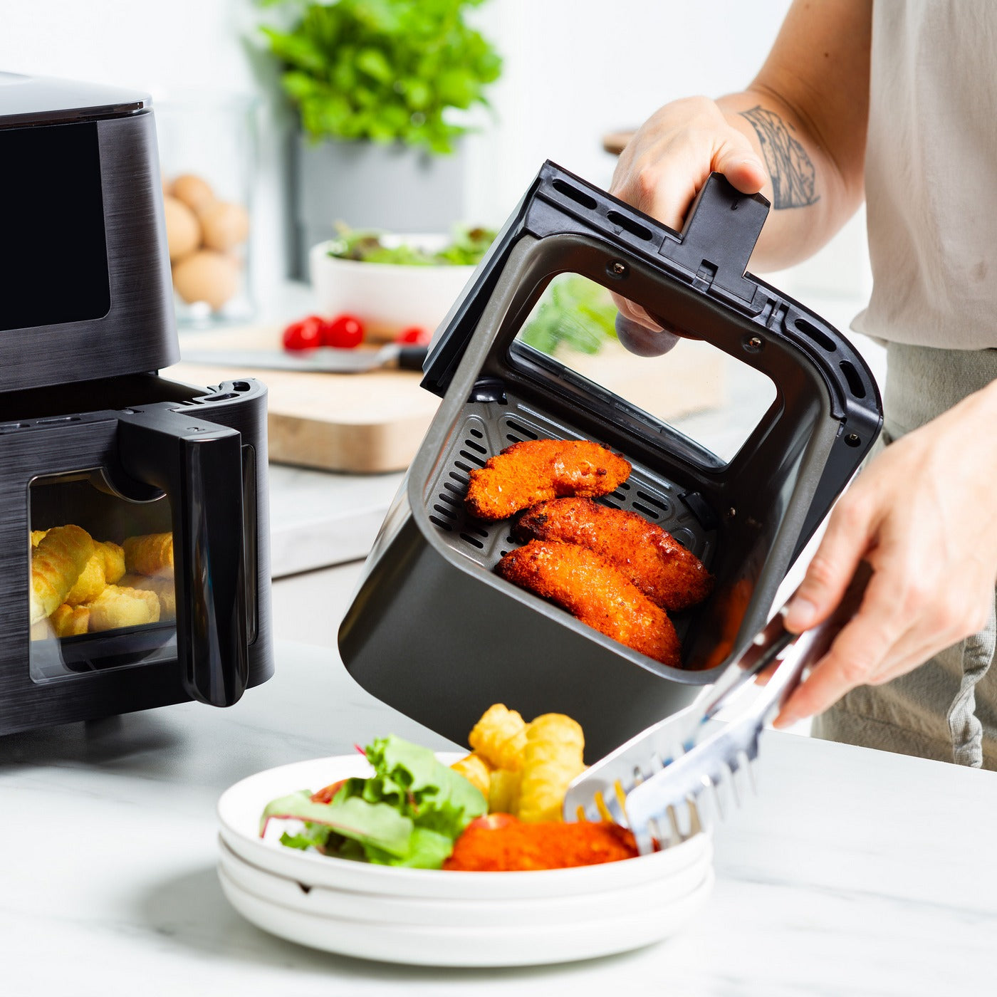 Greenpan Bistro Airfryer 2 Paniers 4+4L Céramique Sans Pfas Noir