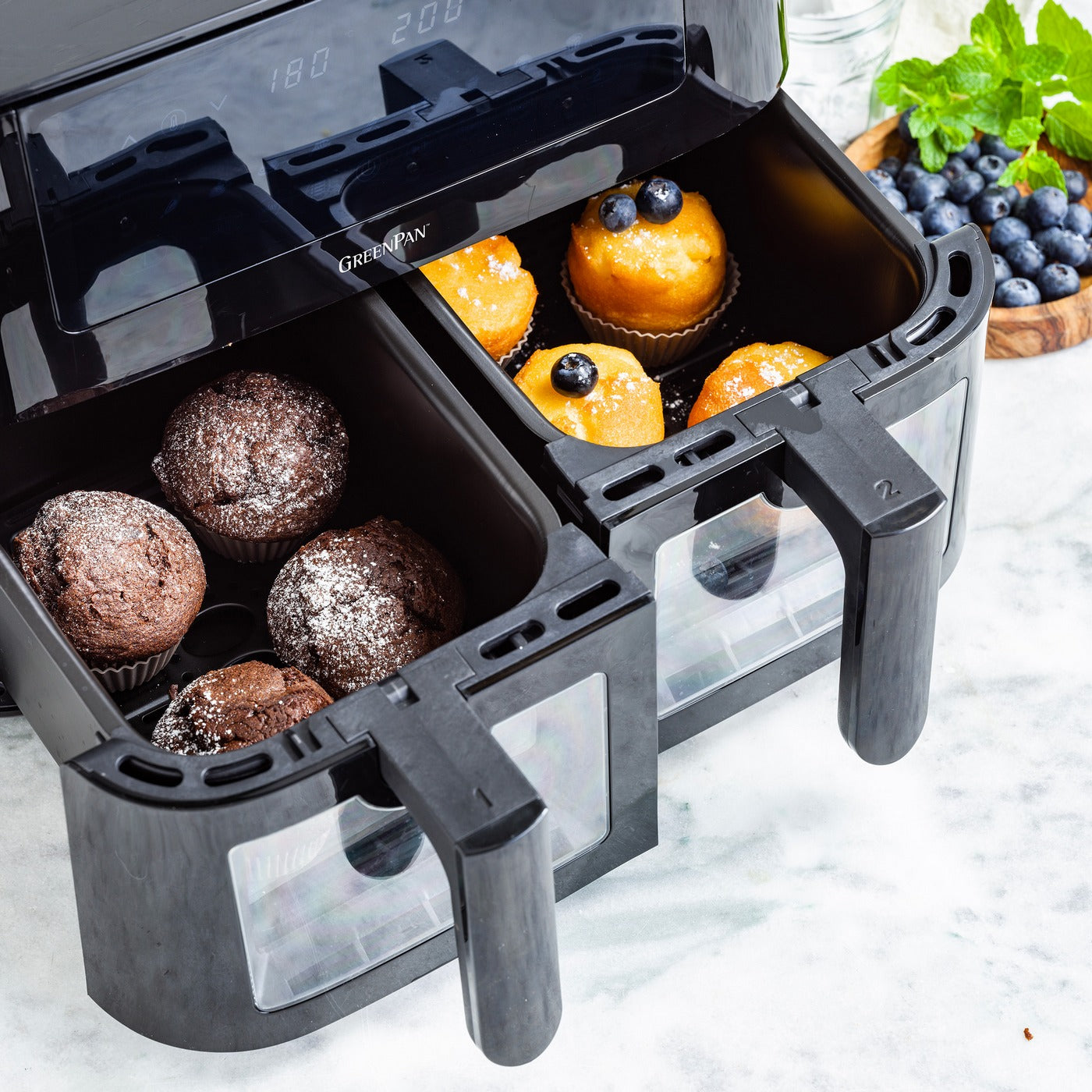 Greenpan Bistro Airfryer 2 Paniers 4+4L Céramique Sans Pfas Noir