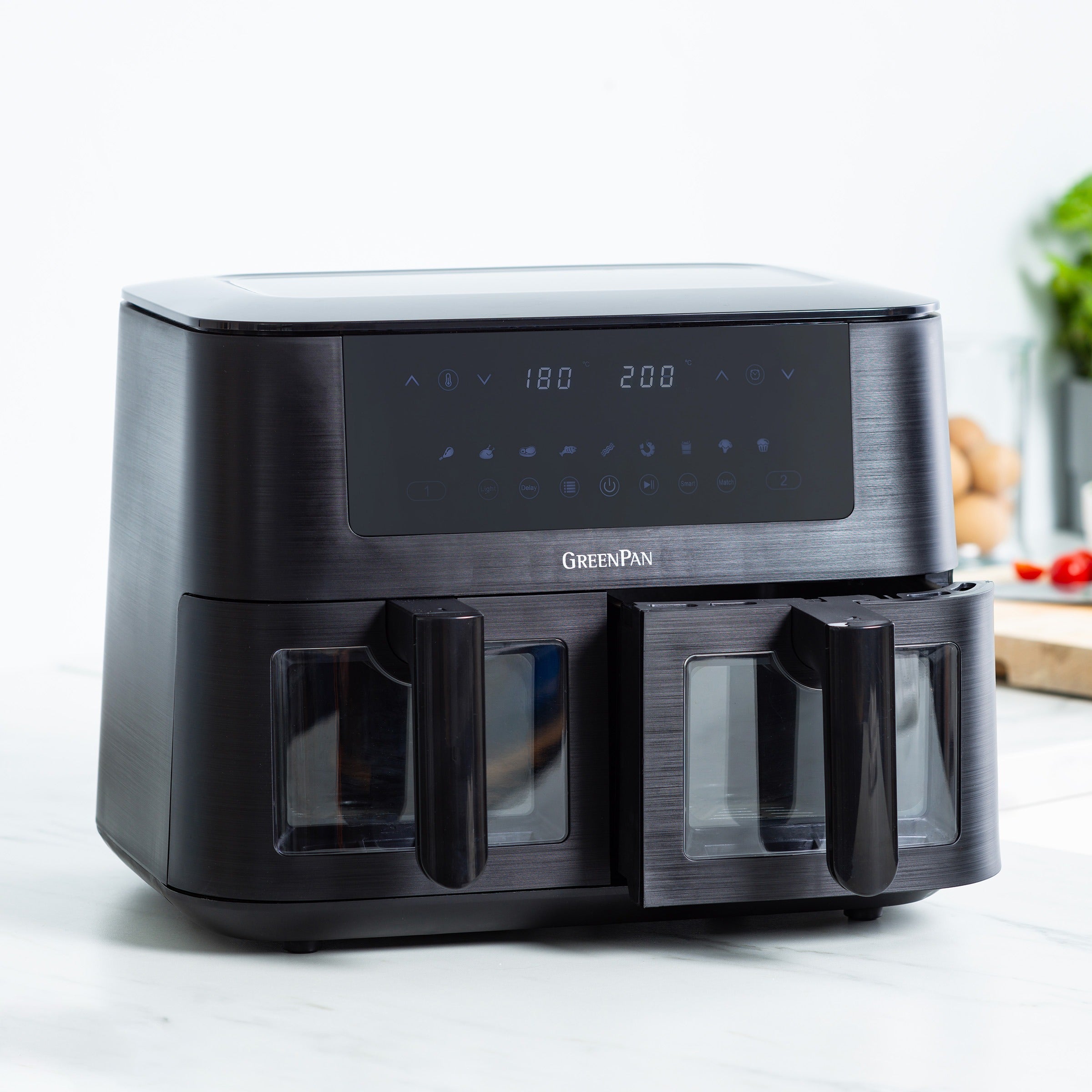 Greenpan Bistro Airfryer 2 Paniers 4+4L Céramique Sans Pfas Noir