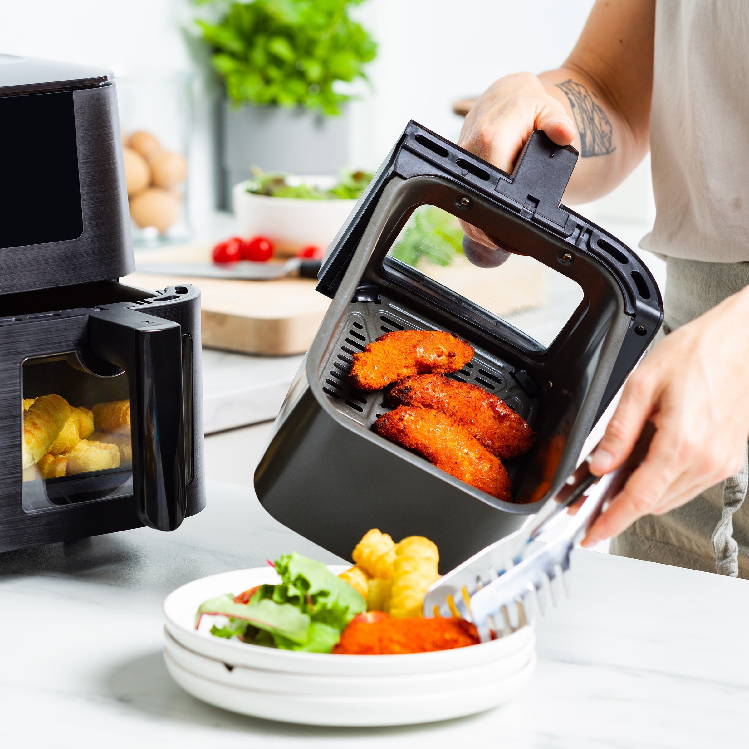 Greenpan Bistro Airfryer 2 Paniers 4+4L Céramique Sans Pfas Noir