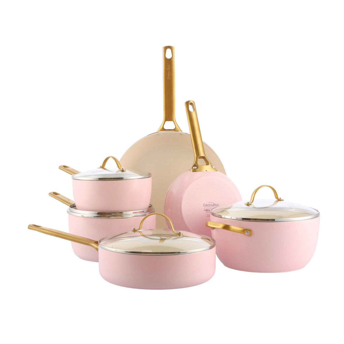 Greenpan Padova Batterie De Cuisine 6 Pcs Avec Couvercles Rose