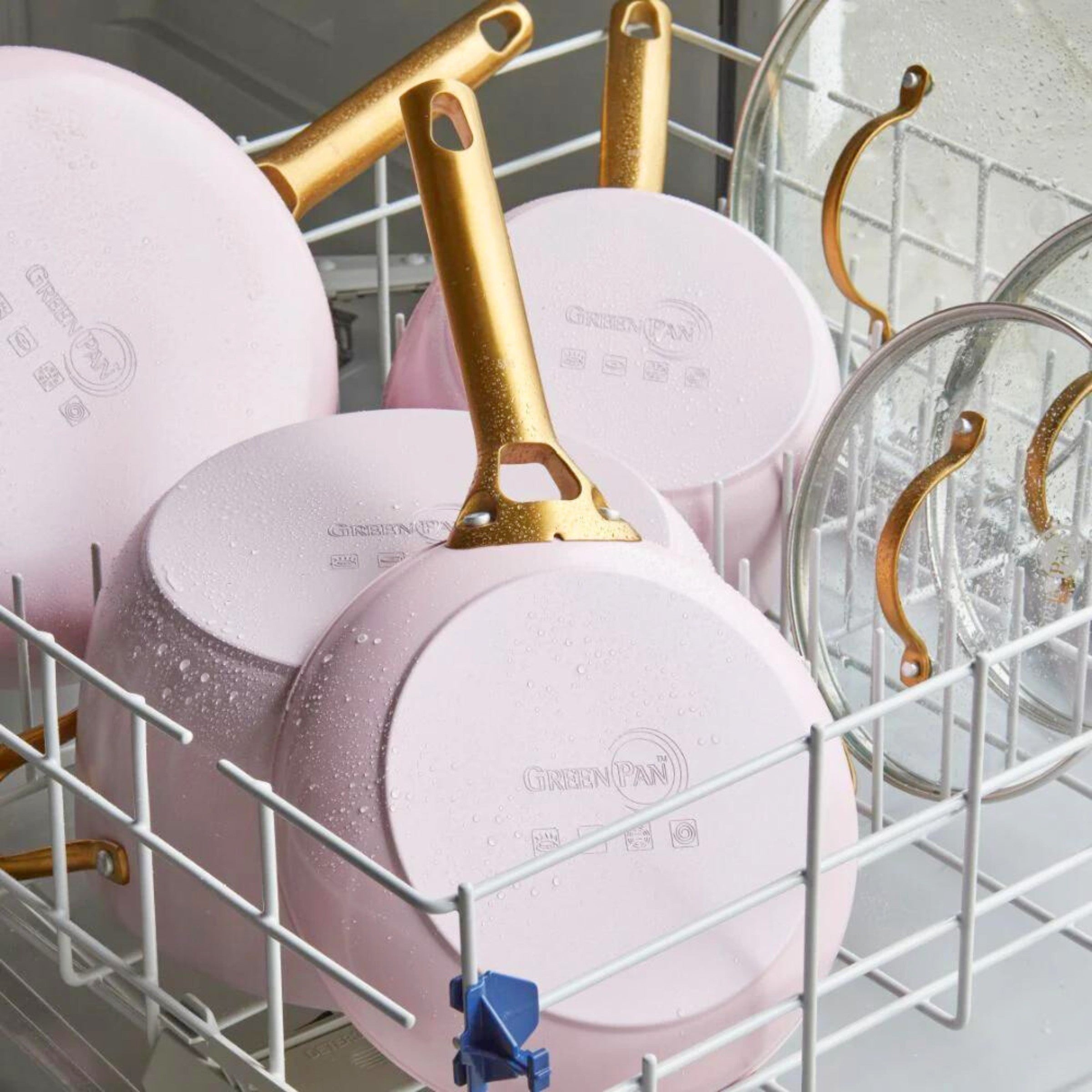 Greenpan Padova Batterie De Cuisine 6 Pcs Avec Couvercles Rose