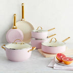 Greenpan Padova Batterie De Cuisine 6 Pcs Avec Couvercles Rose