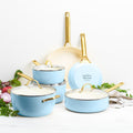Greenpan Padova Batterie De Cuisine 6 Pcs Avec Couvercles Bleu