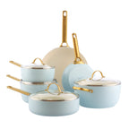 Greenpan Padova Batterie De Cuisine 6 Pcs Avec Couvercles Bleu