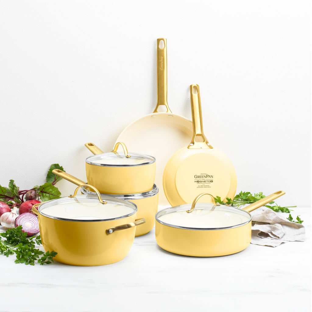 Greenpan Padova Batterie De Cuisine 6 Pcs Avec Couvercles Jaune