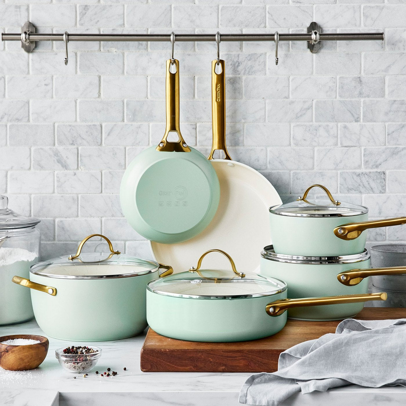 Greenpan Padova Batterie De Cuisine 6 Pcs Avec Couvercles Vert