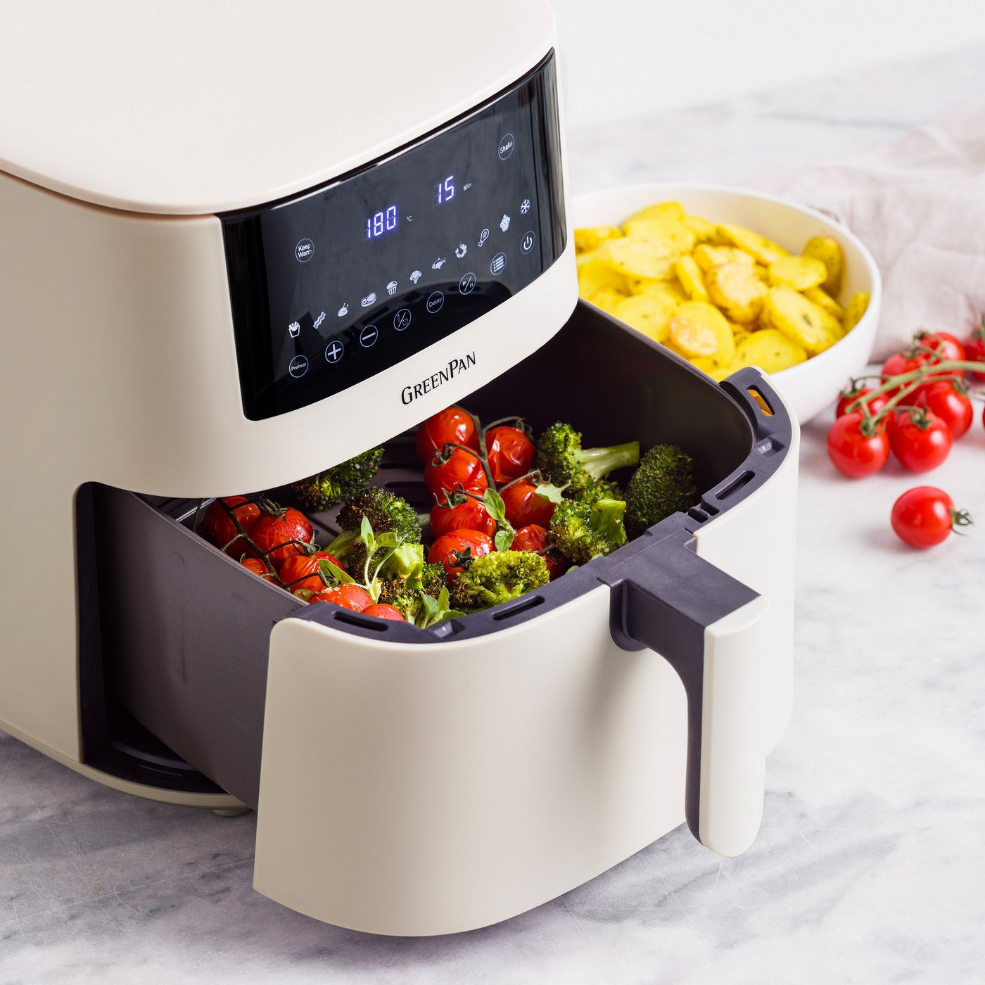 Greenpan Bistro Airfryer 1 Panier 7,2L Céramique Sans Pfas Crème