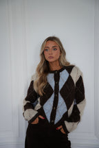 Gilet Losanges Elma - Chocolat/Bleu