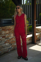 Pantalon Crochet Louna - Rouge