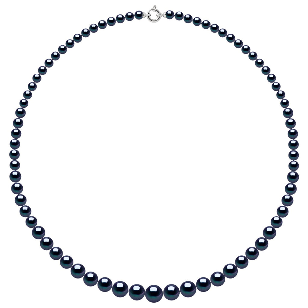 Colliers En Chute - Rangs De Perles Rondes De 12 À 6 Mm - 55 Cm - Anneau Marin Prestige - Or 750 - Lutece