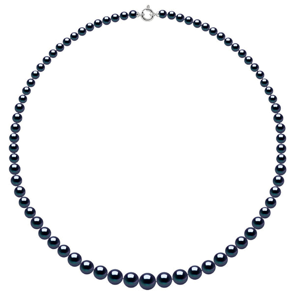 Colliers En Chute - Rangs De Perles Rondes De 12 À 6 Mm - 55 Cm - Anneau Marin Prestige - Or 750 - Lutece