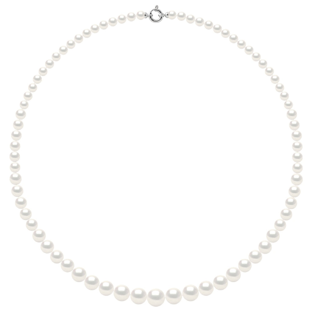 Colliers En Chute - Rangs De Perles Rondes De 12 À 6 Mm - 55 Cm - Anneau Marin Prestige - Or 750 - Lutece