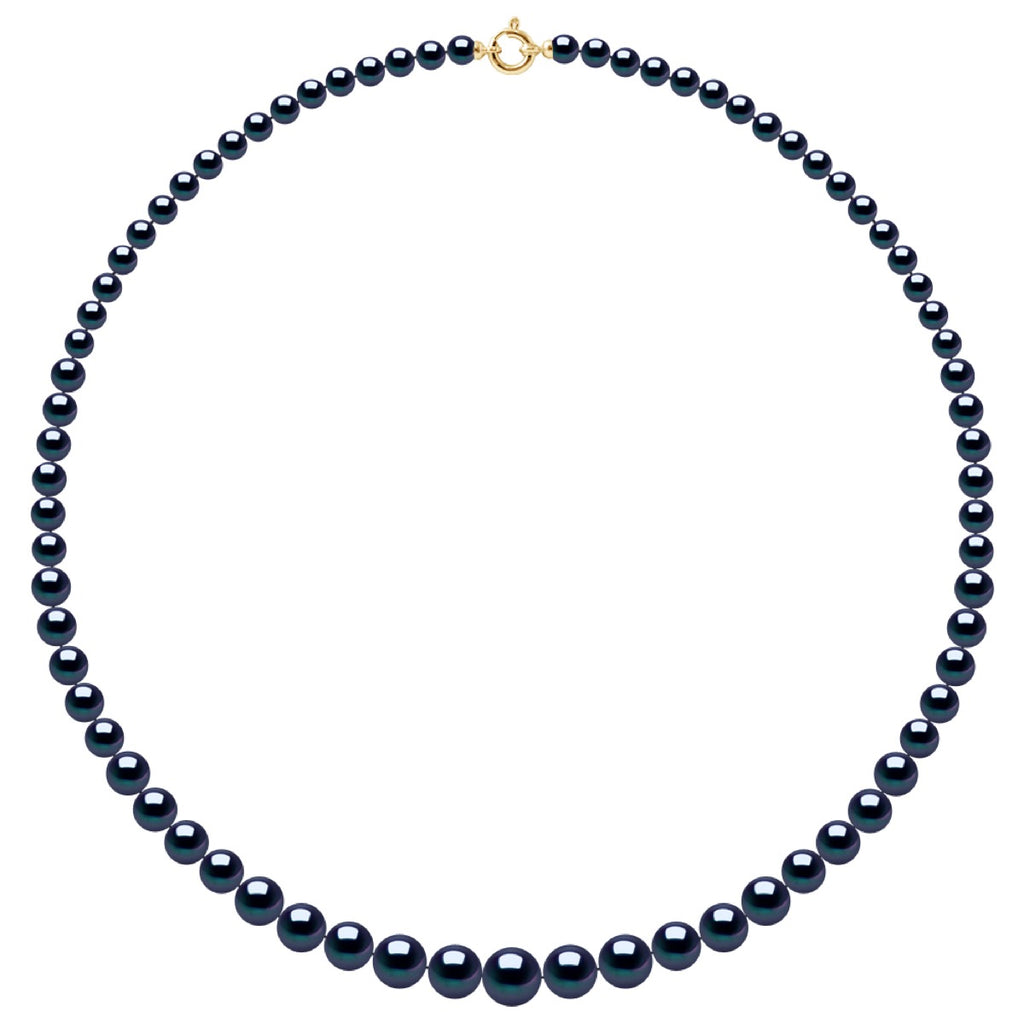 Colliers En Chute - Rangs De Perles Rondes De 12 À 6 Mm - 55 Cm - Anneau Marin Prestige - Or 750 - Lutece