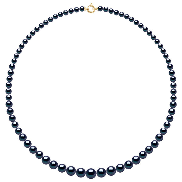 Colliers En Chute - Rangs De Perles Rondes De 12 À 6 Mm - 55 Cm - Anneau Marin Prestige - Or 750 - Lutece