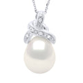 Colliers Pendentif Joaillerie Perles Poires - Tailles De 9 À 12 Mm - Diamants 0.040 Cts - Or 375 - Chaîne Forçat - Iena
