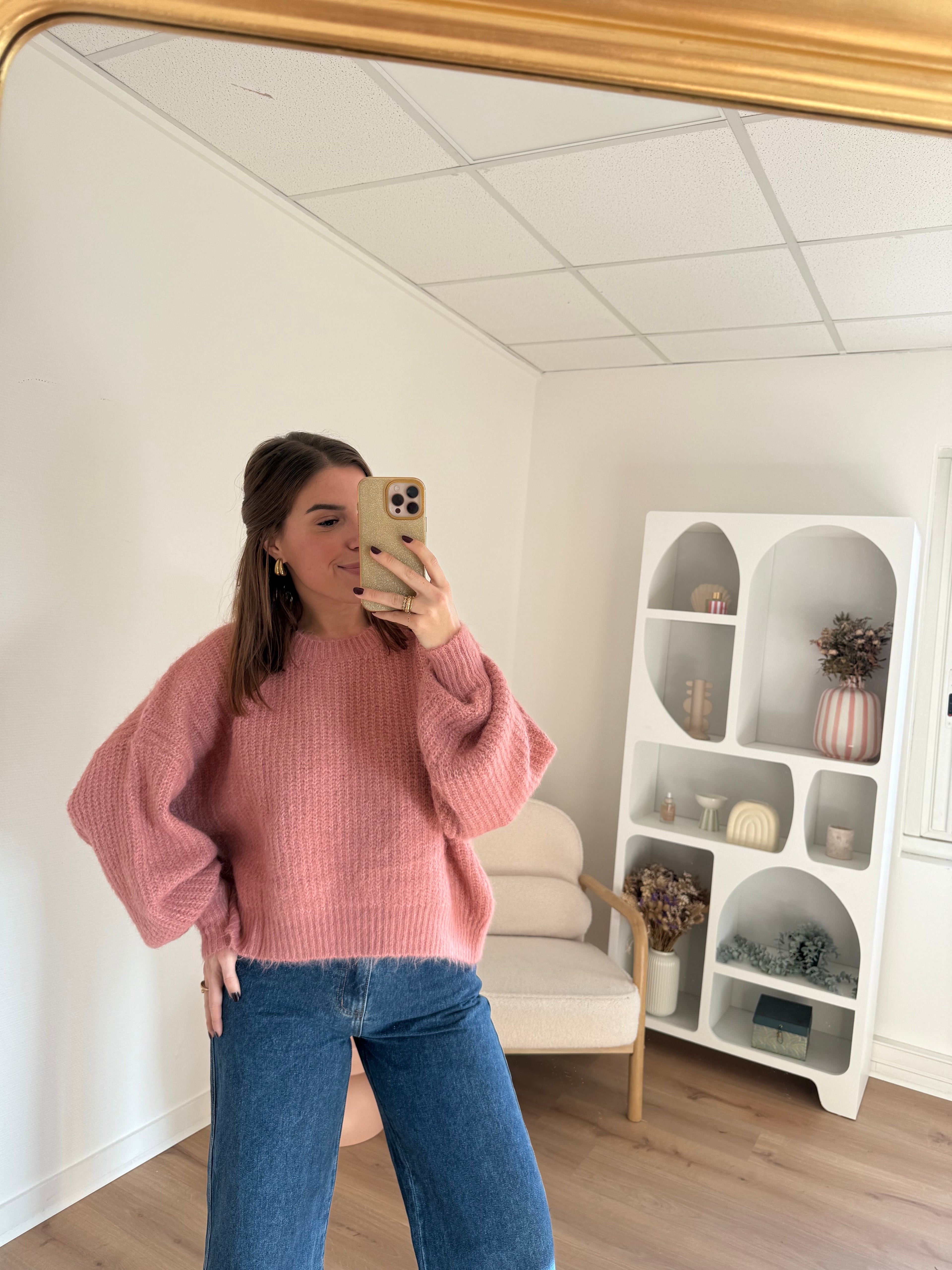 Pull En Maille Jade Vieux Rose