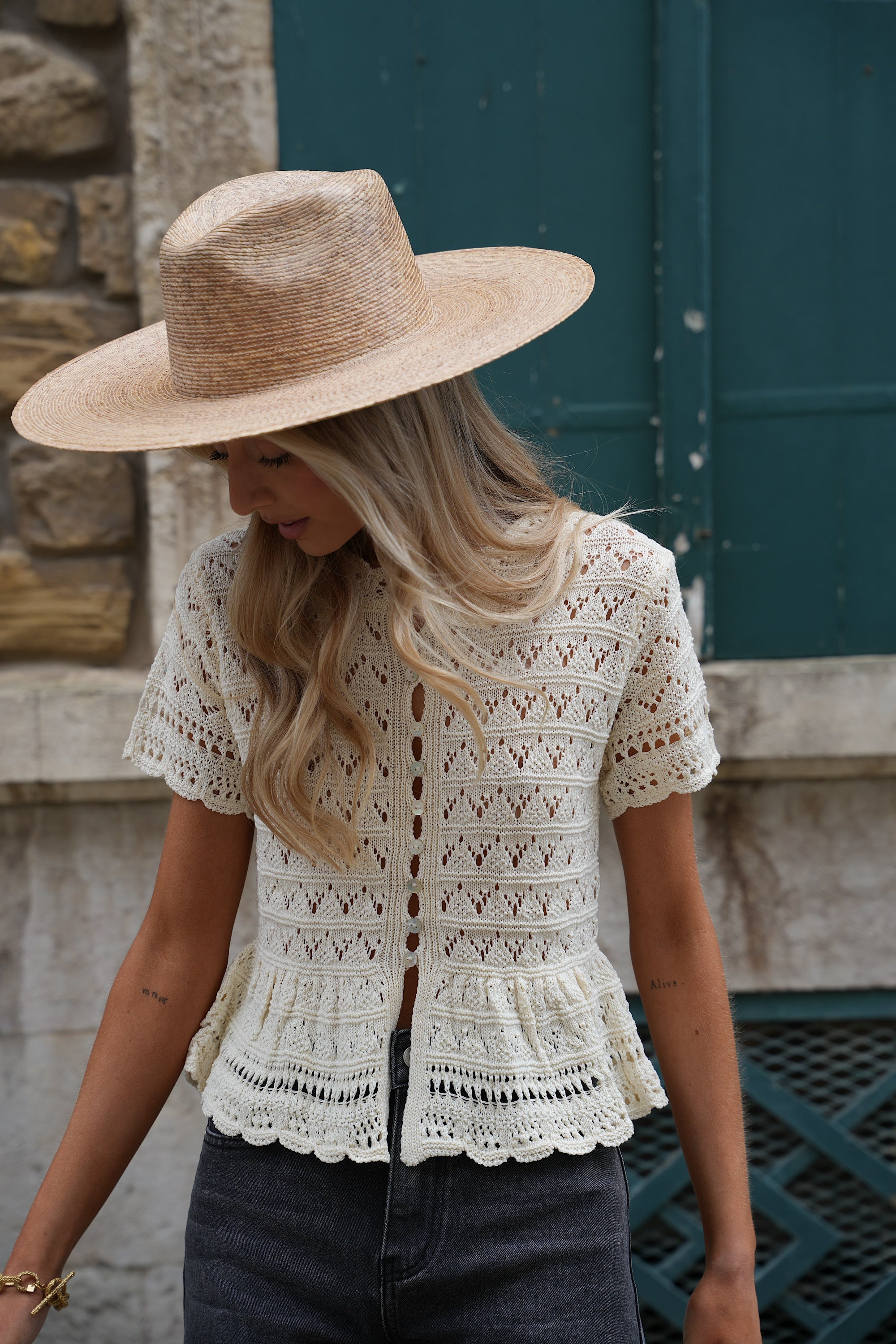 Blouse En Crochet Nora - Beige