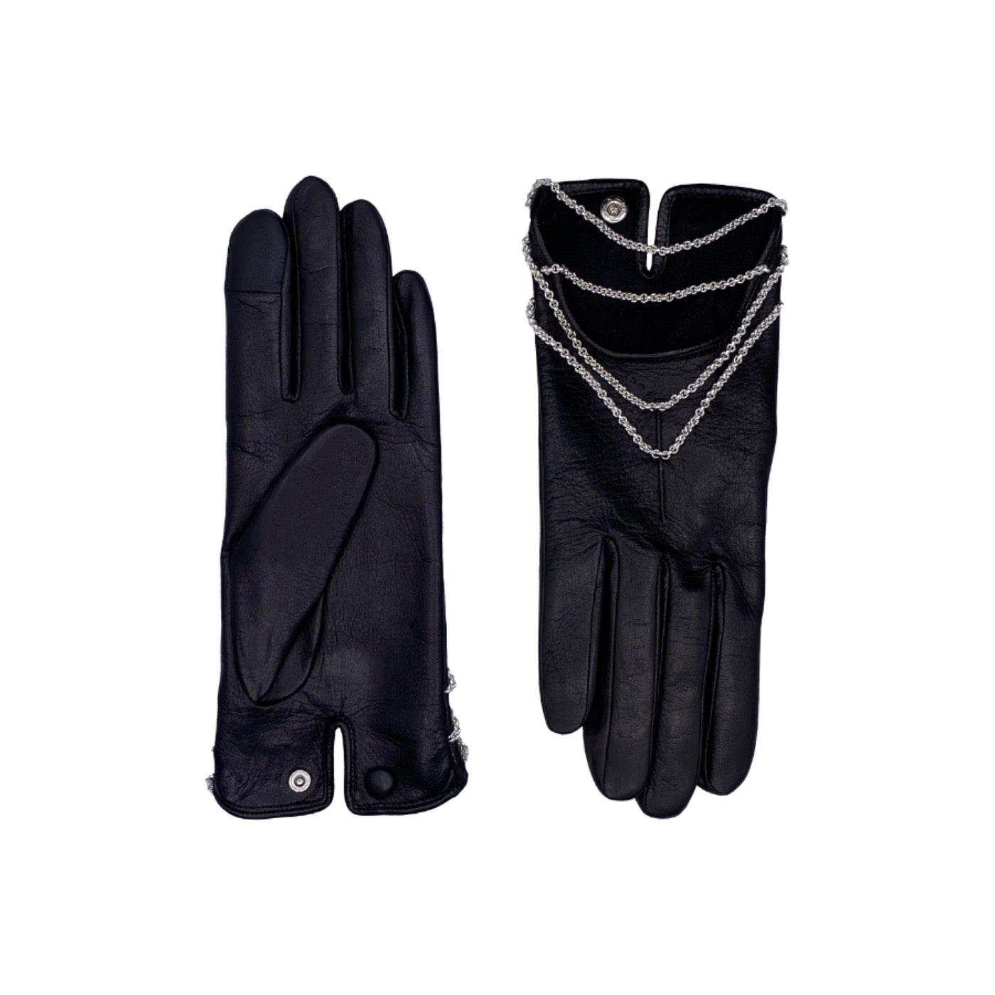 Gants Celeste Cuir Doublés Soie - Noir Tactile - Femme