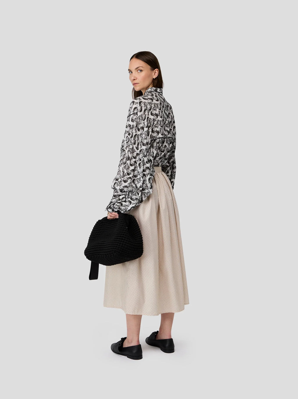 Jupe Orso In Black-Dotted Sand Technical Fabric