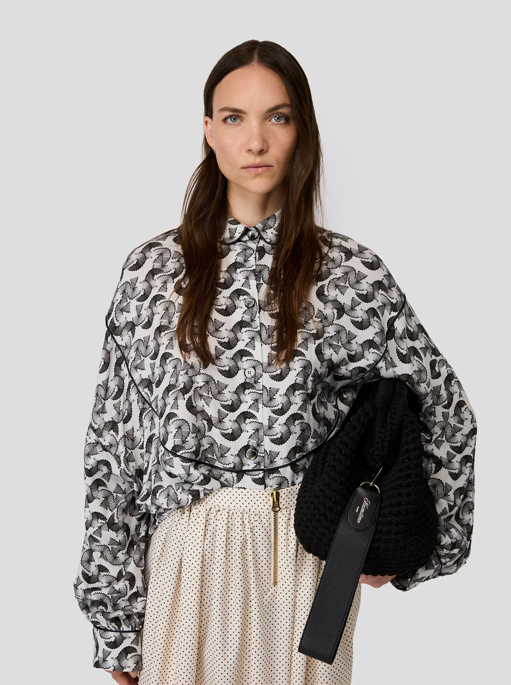 Jupe Orso In Black-Dotted Sand Technical Fabric