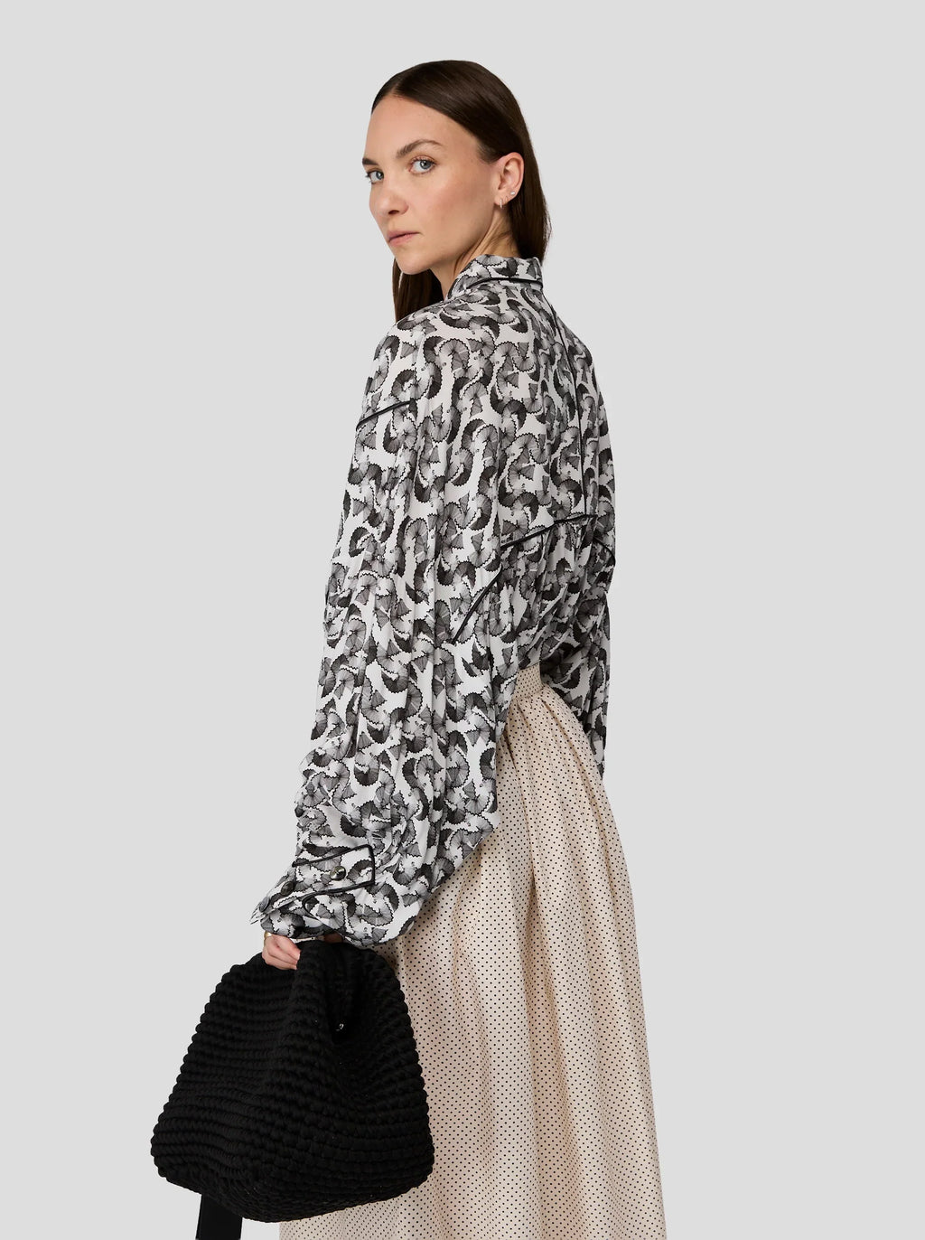 Jupe Orso In Black-Dotted Sand Technical Fabric