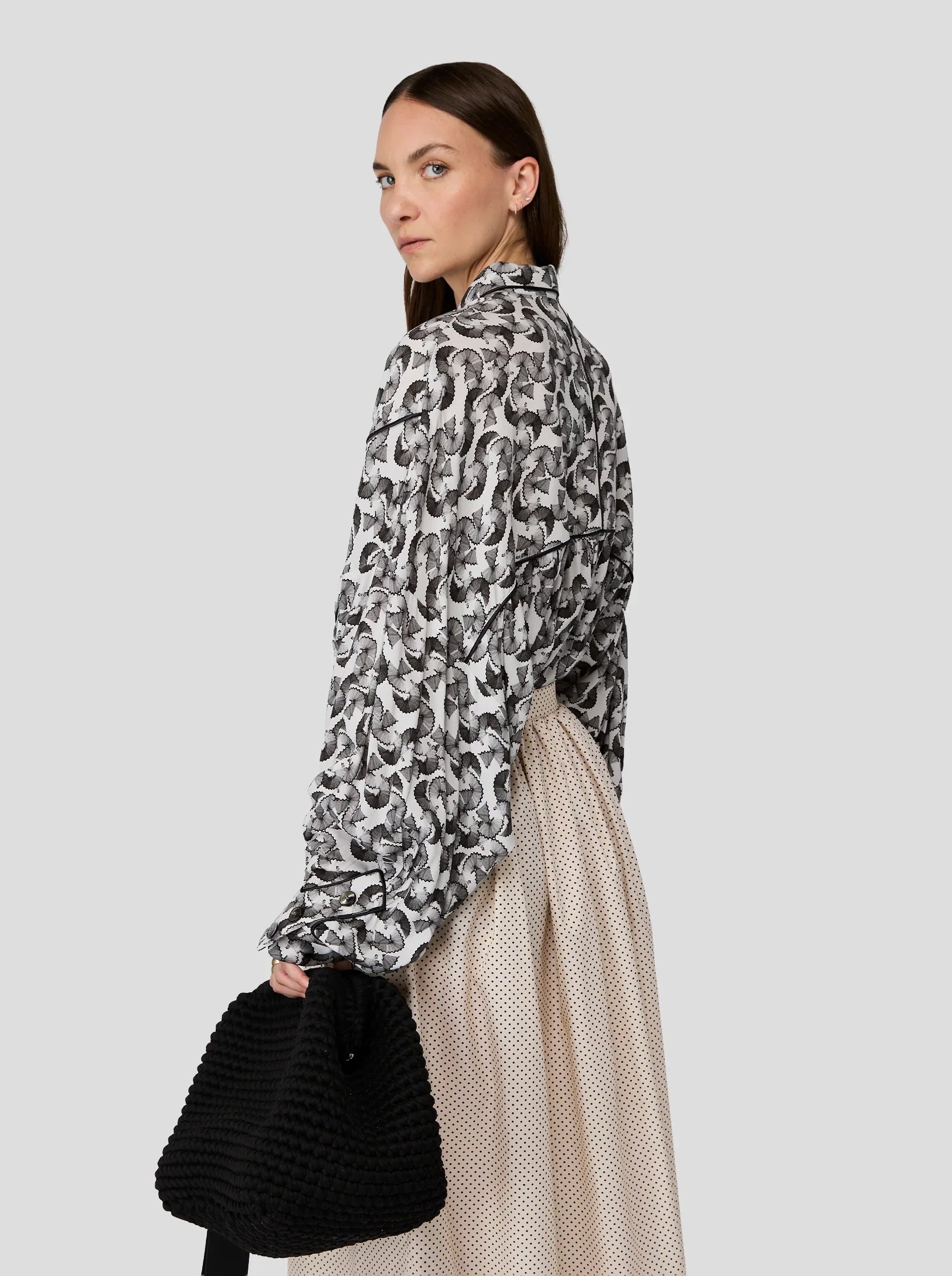 Jupe Orso In Black-Dotted Sand Technical Fabric