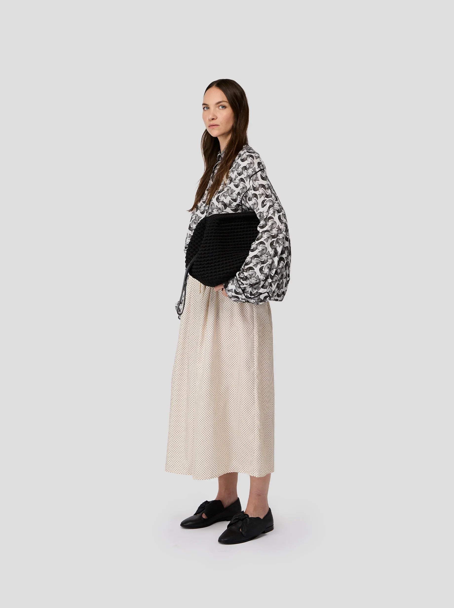 Jupe Orso In Black-Dotted Sand Technical Fabric