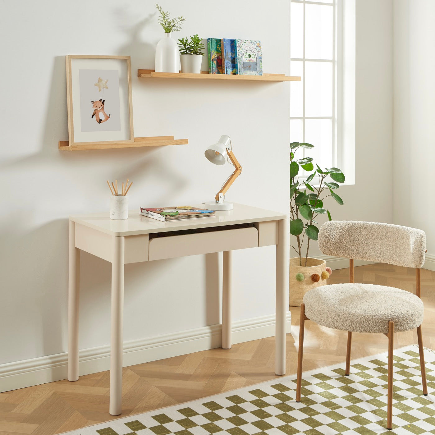 Celia - Bureau Enfant 1 Tiroir - Beige