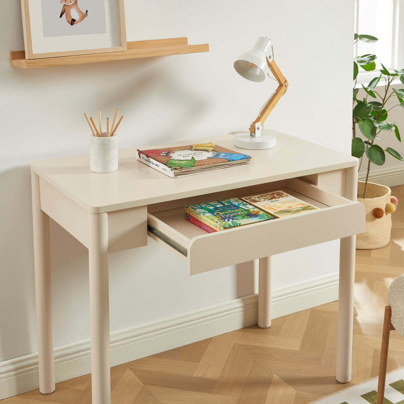 Celia - Bureau Enfant 1 Tiroir - Beige