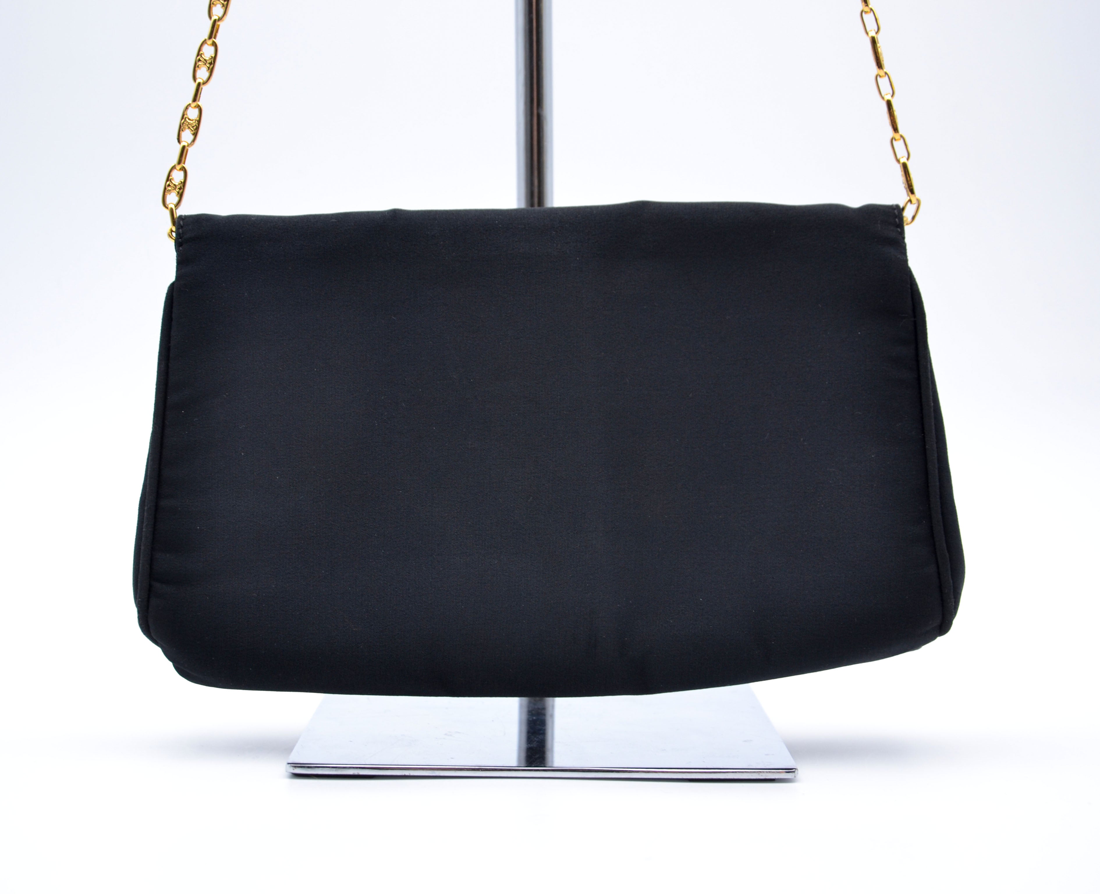 Sac Céline Triomphe Nylon Noir Chaîne Strass