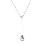 Collier "Goutte D'Azur 0,35Ct/1" Or Blanc 375/1000 Et Topaze