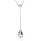 Collier "Goutte D'Azur 0,35Ct/1" Or Blanc 375/1000 Et Topaze