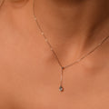 Collier "Goutte D'Azur 0,35Ct/1" Or Blanc 375/1000 Et Topaze