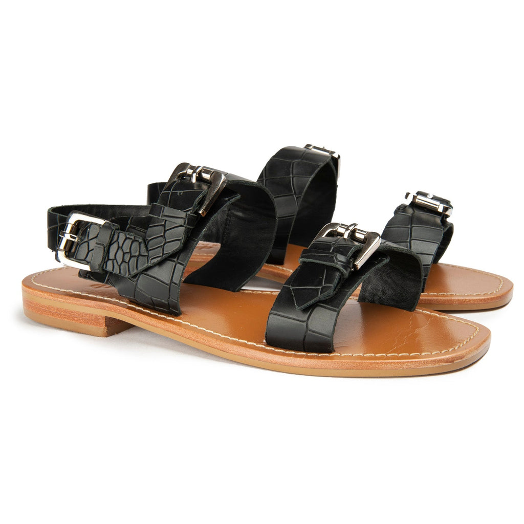 Couleur Pourpre - Sandales Chakma - Croco Noir