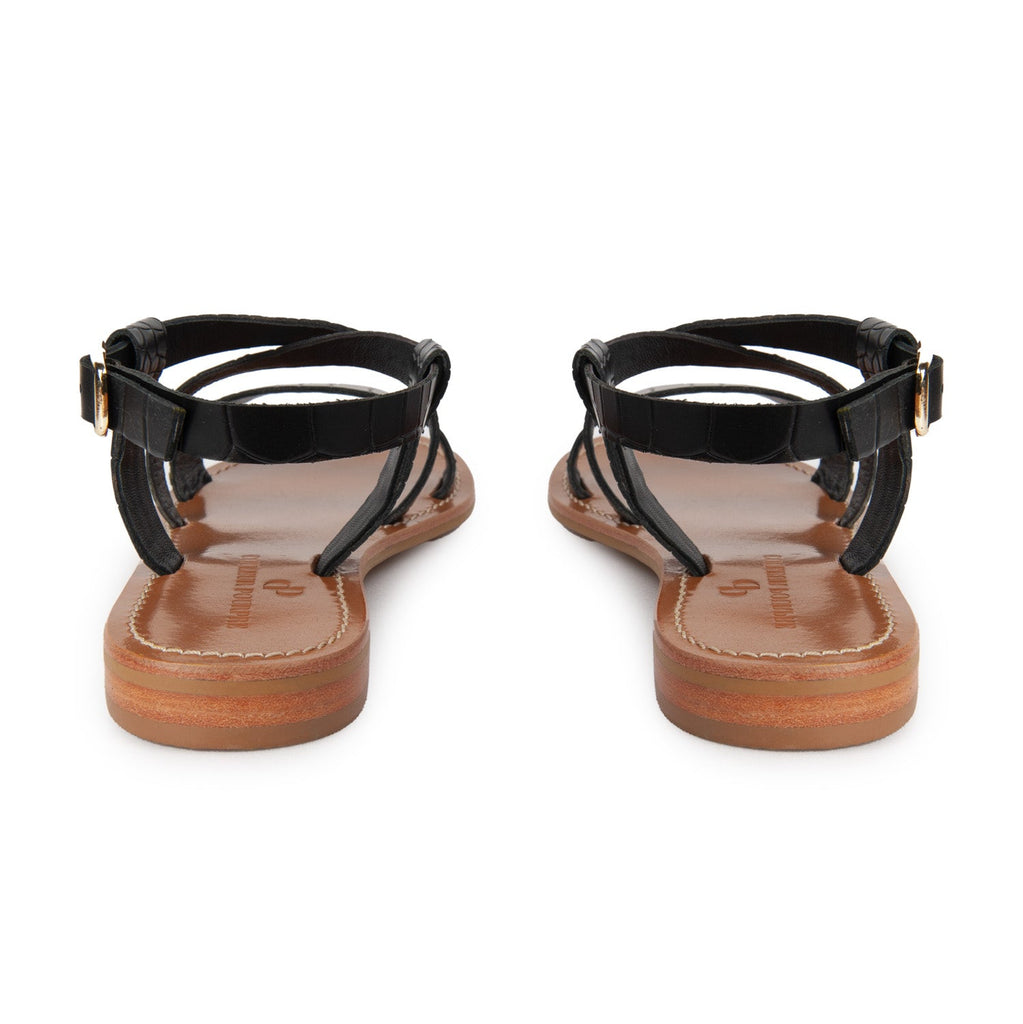 Couleur Pourpre - Sandales Changpas - Croco Noir