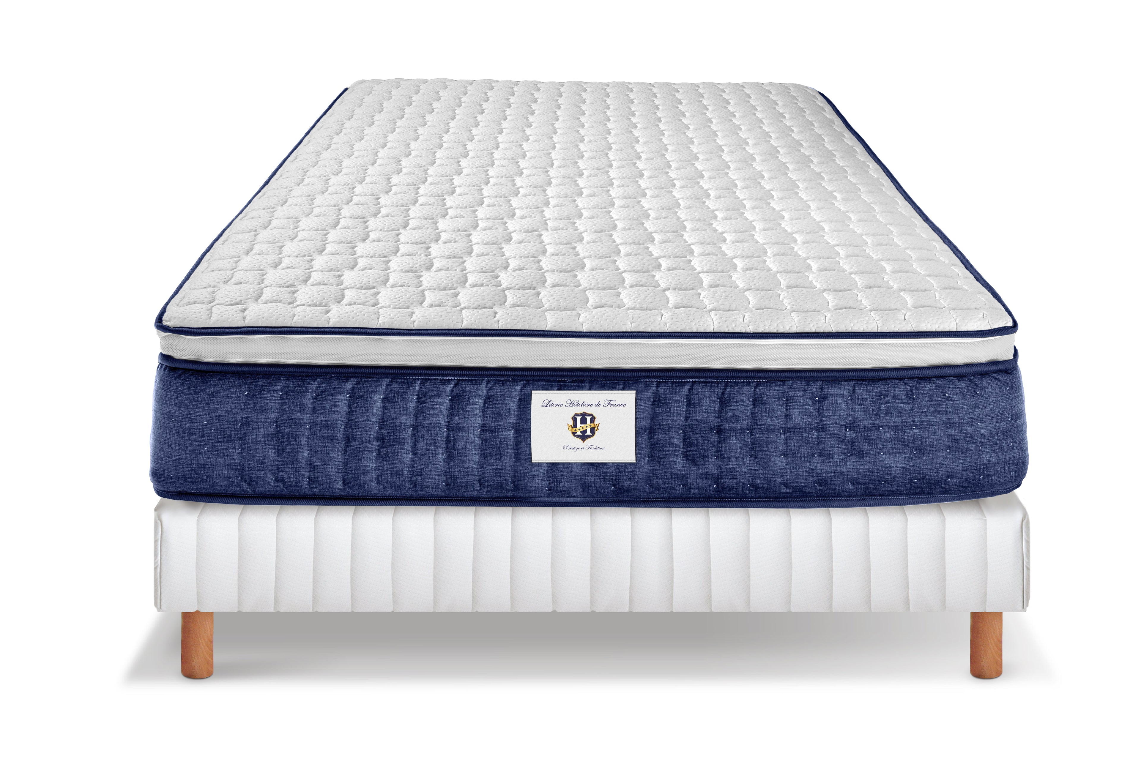 Chantilly - Ensemble Matelas + Sommier - Blanc/ Bleu