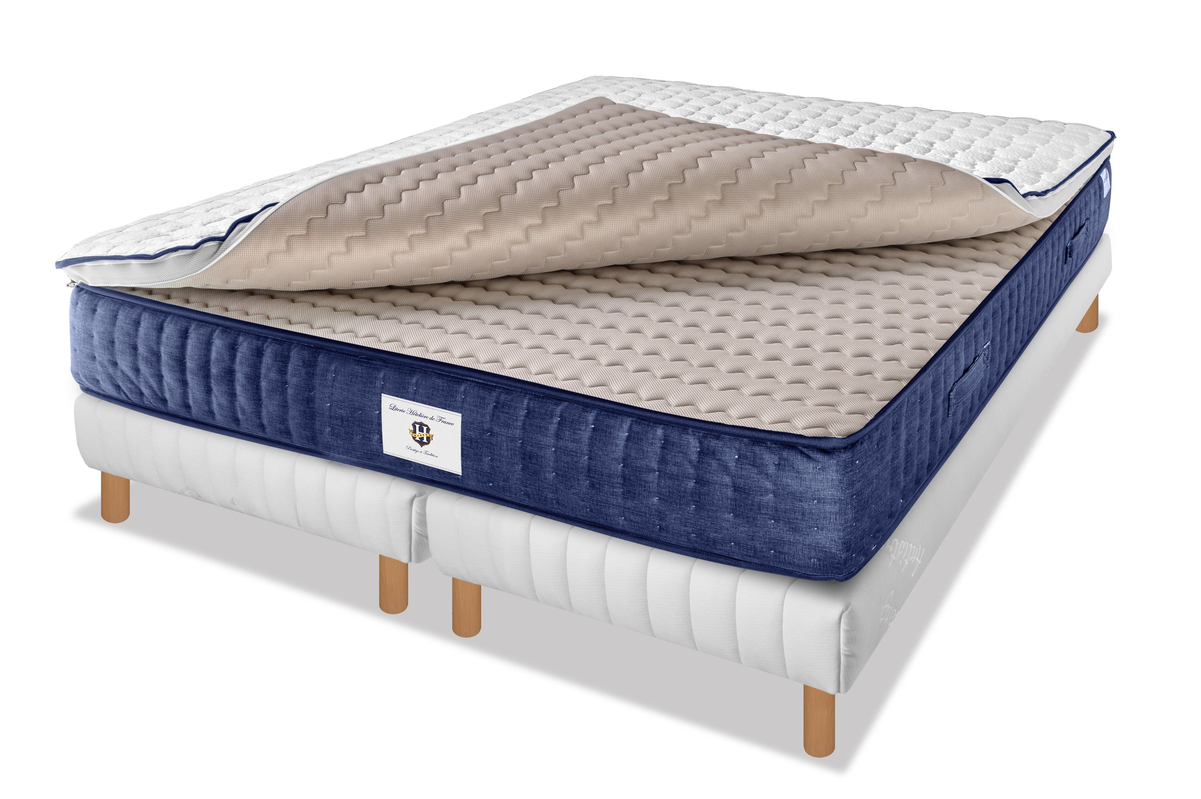 Chantilly - Ensemble Matelas + Sommier - Blanc/ Bleu