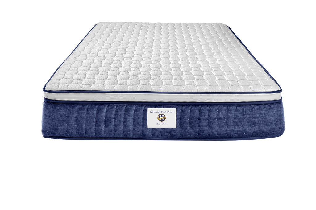 Chantilly - Ensemble Matelas + Sommier - Blanc/ Bleu