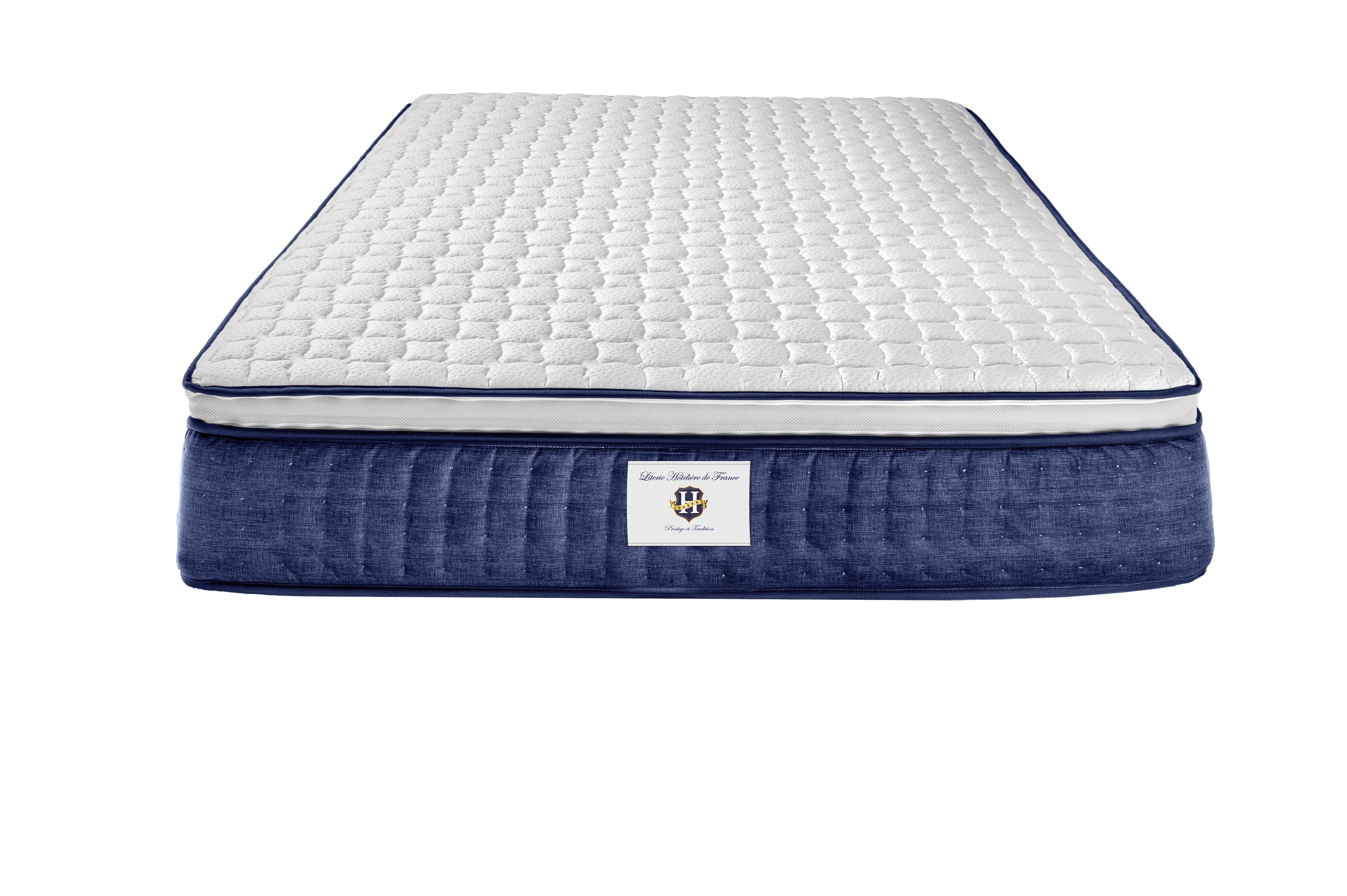 Chantilly - Ensemble Matelas + Sommier - Blanc/ Bleu
