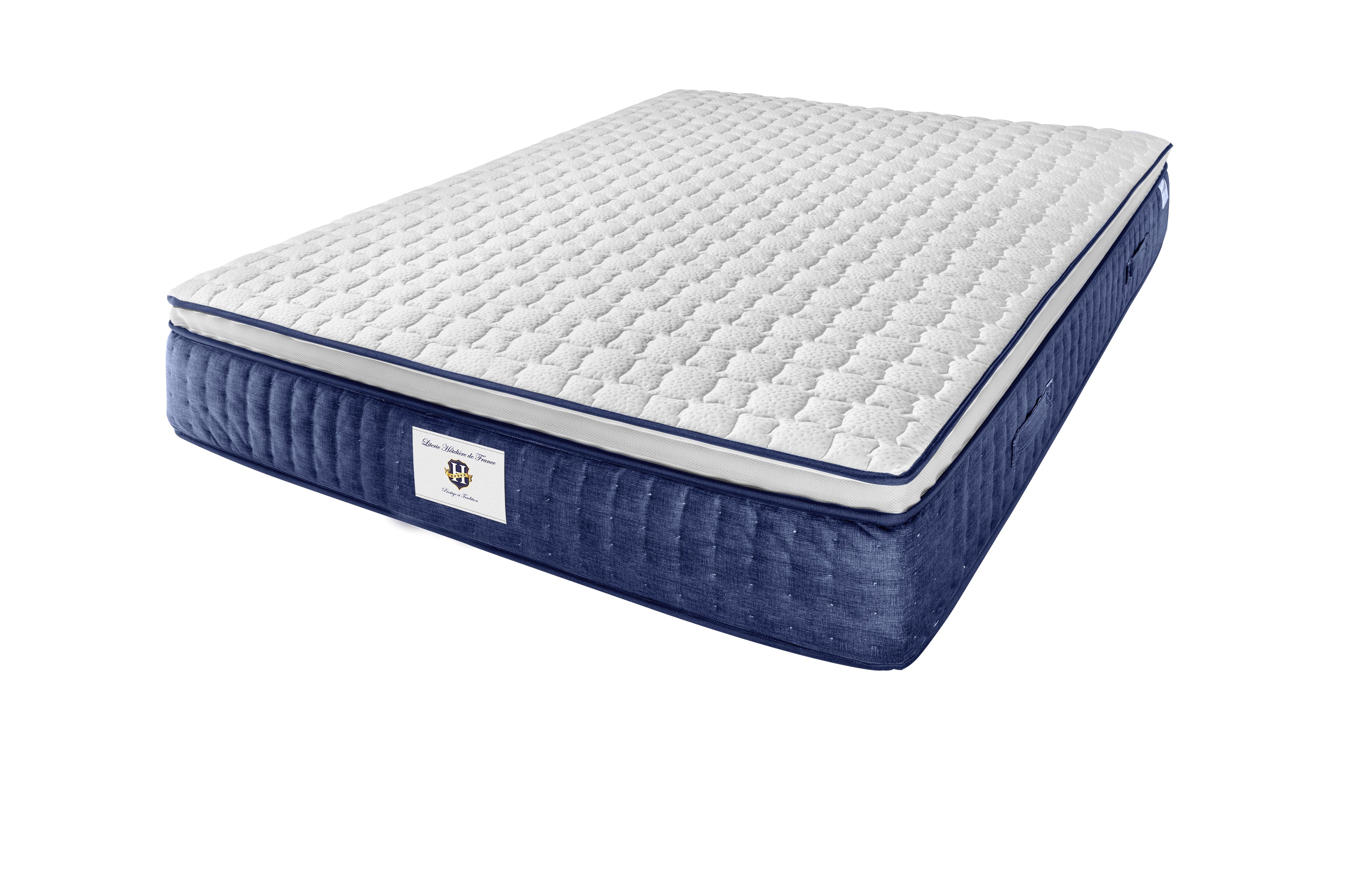 Chantilly - Ensemble Matelas + Sommier - Blanc/ Bleu