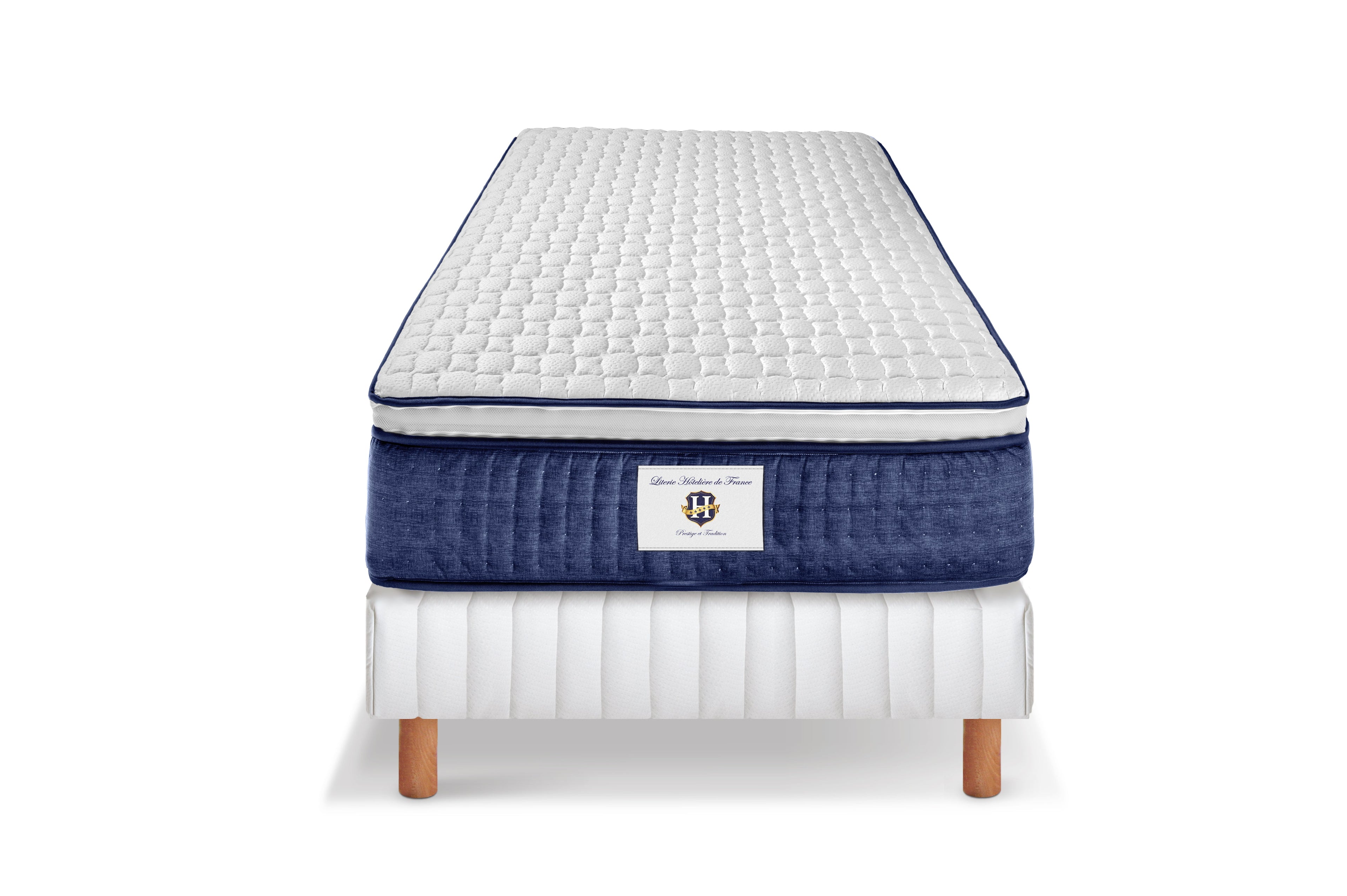 Chantilly - Ensemble Matelas + Sommier - Blanc/ Bleu