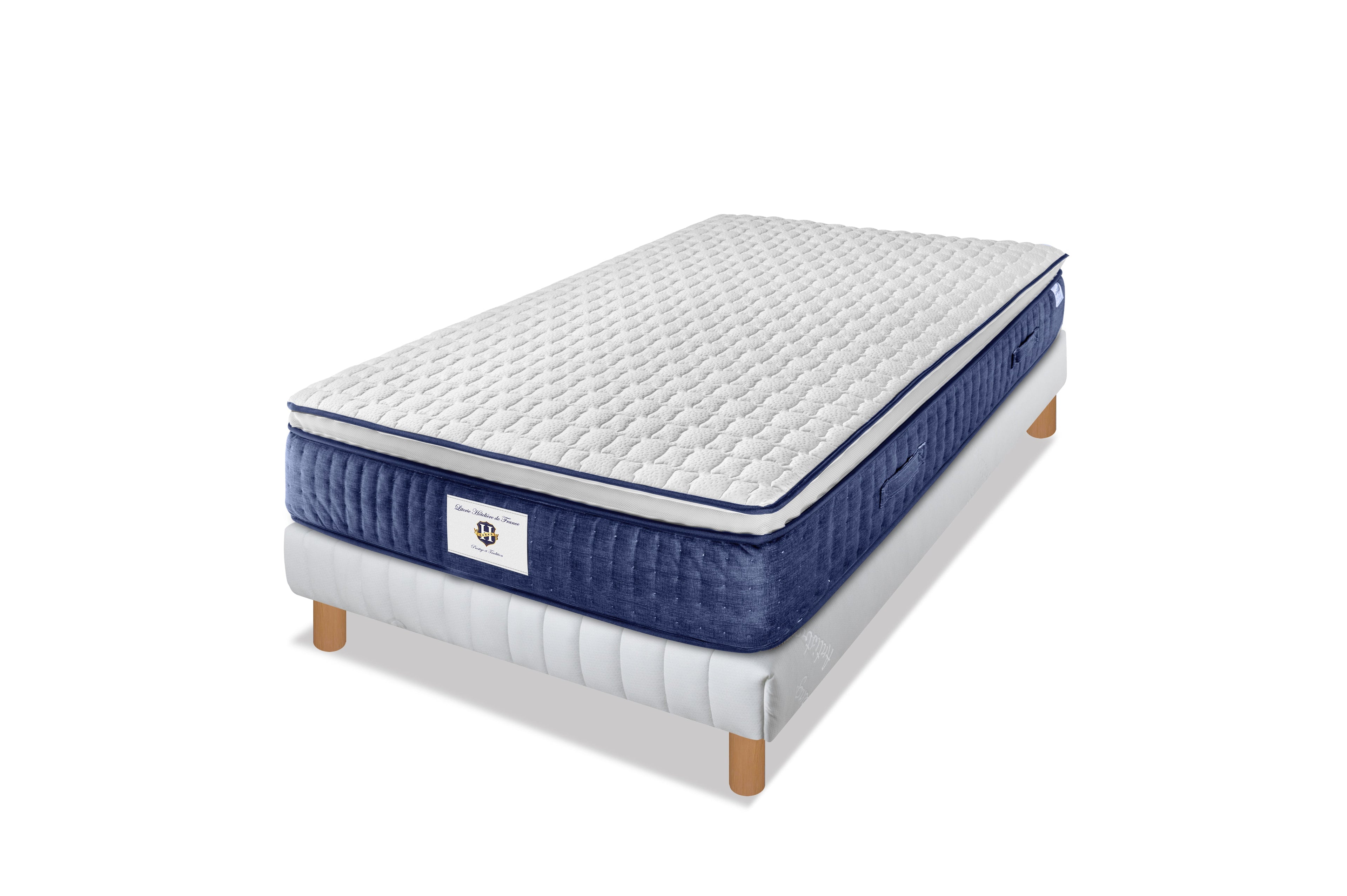 Chantilly - Ensemble Matelas + Sommier - Blanc/ Bleu