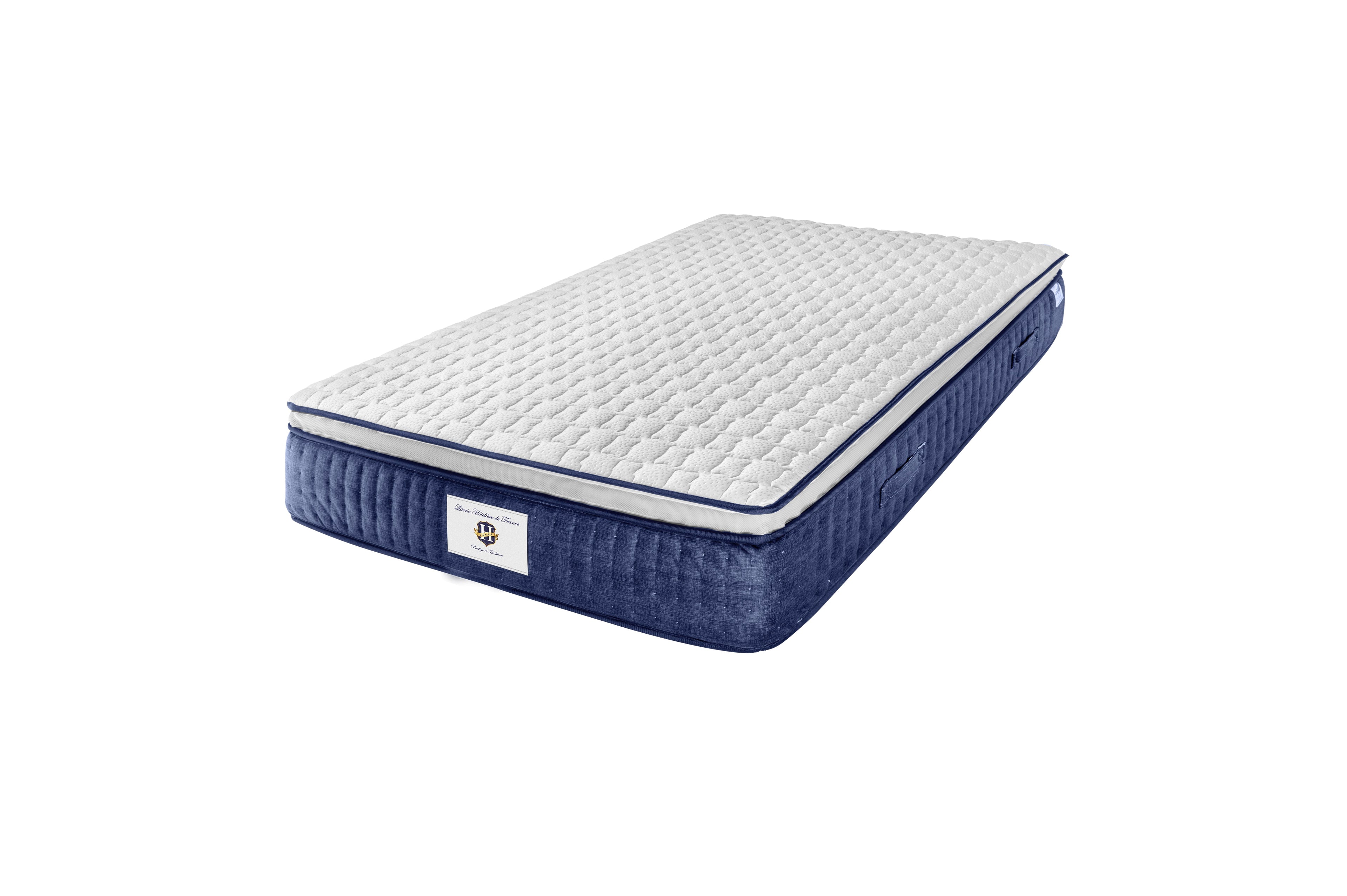 Chantilly - Ensemble Matelas + Sommier - Blanc/ Bleu