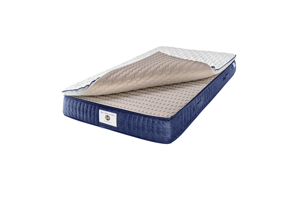 Chantilly - Ensemble Matelas + Sommier - Blanc/ Bleu