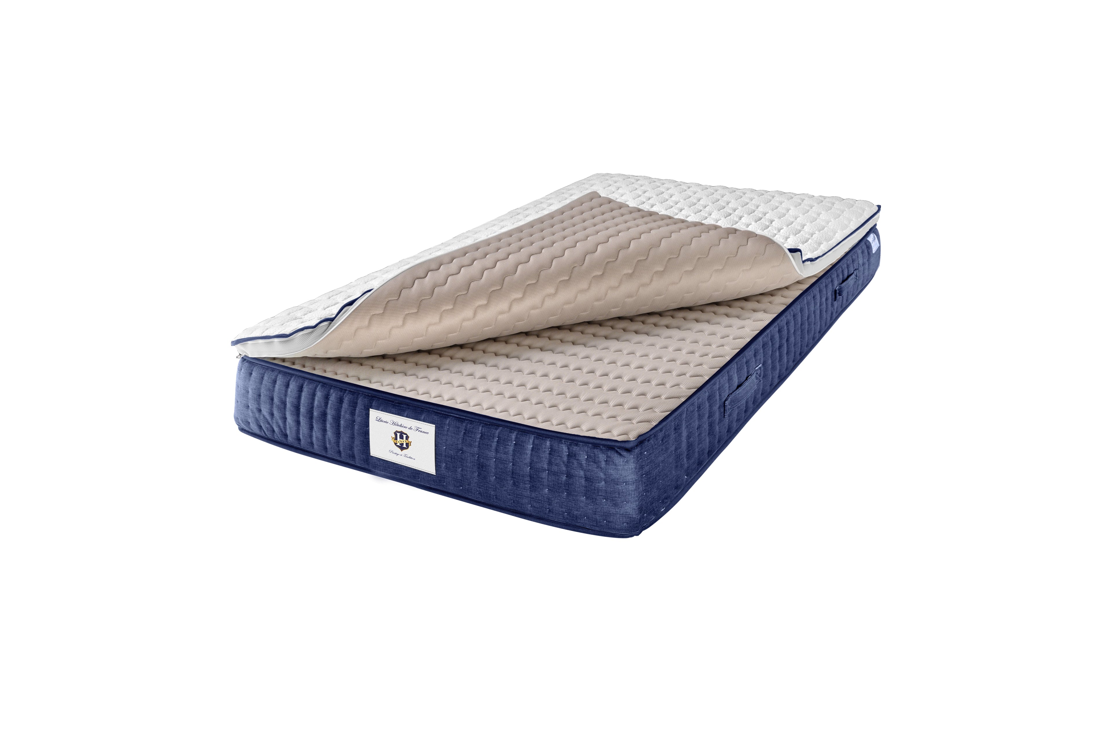 Chantilly - Ensemble Matelas + Sommier - Blanc/ Bleu