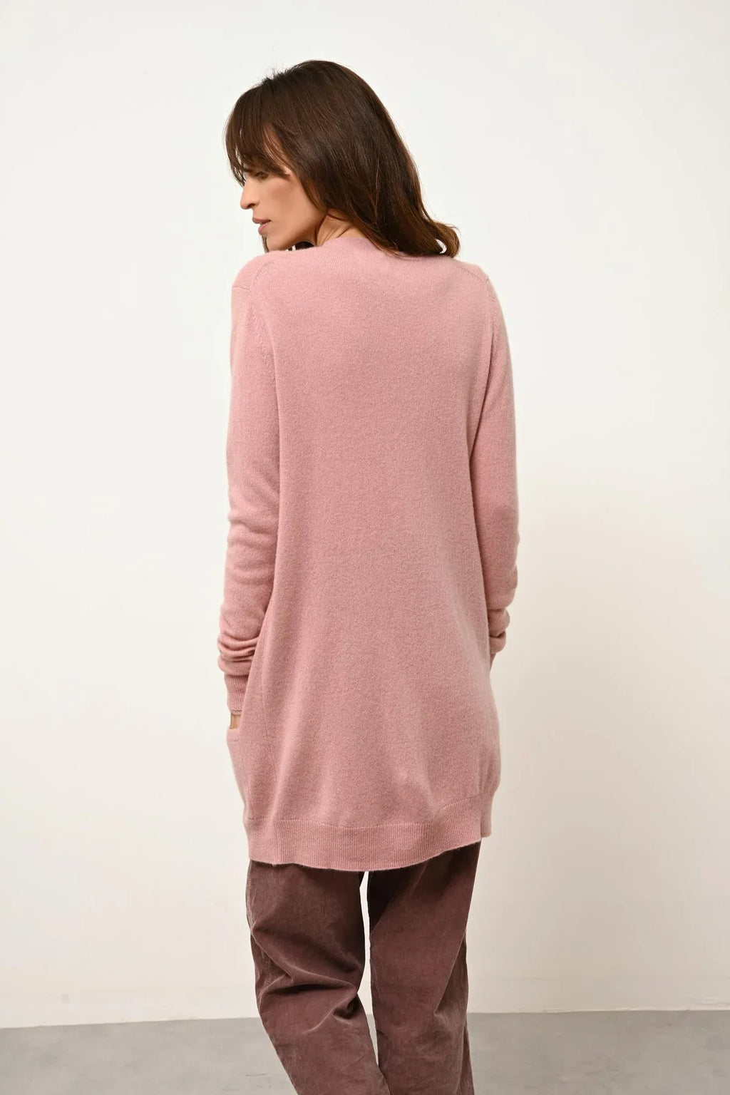 Cardigan Col V - Chelsea - Bois De Rose