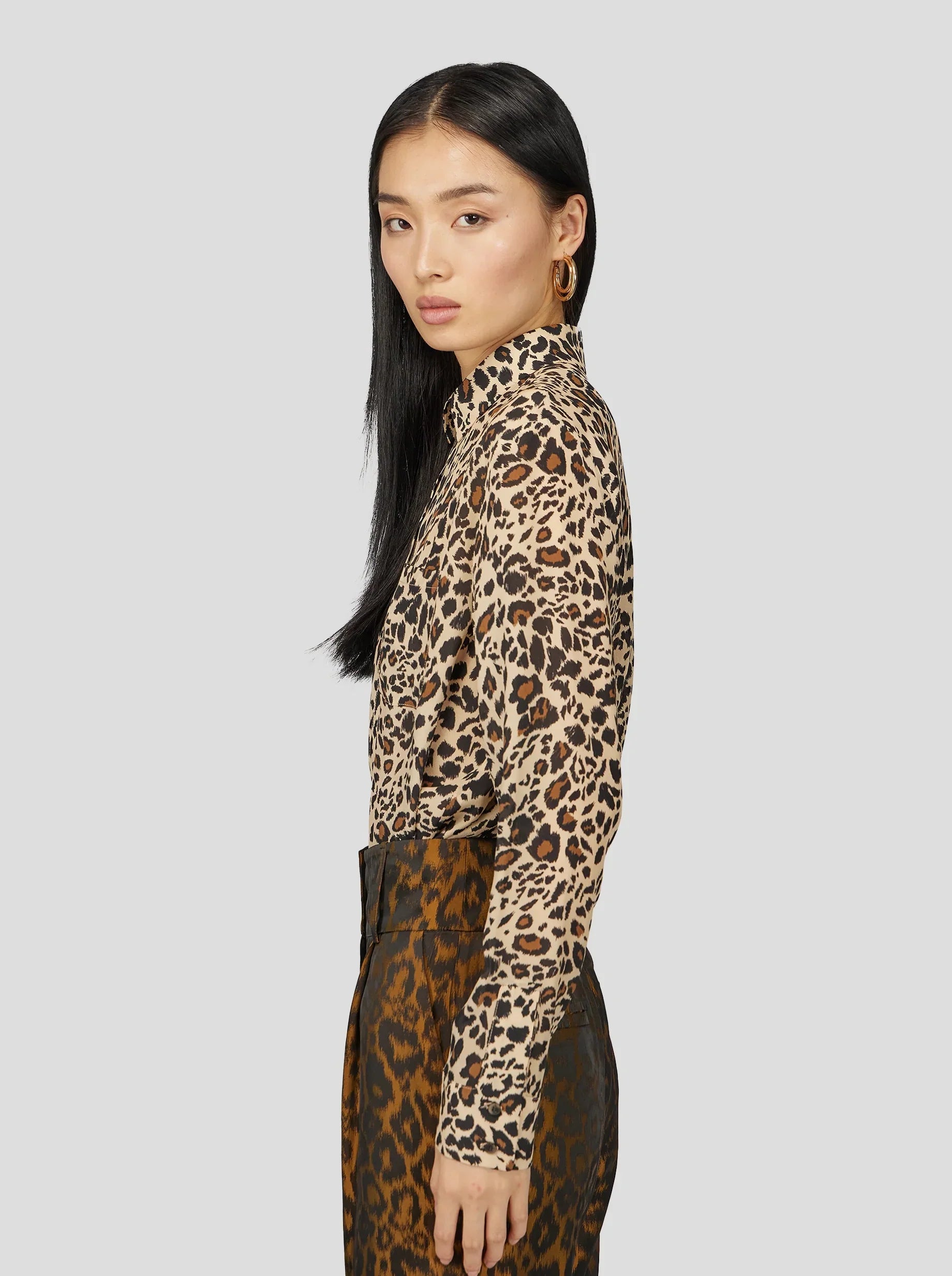Chemise Dori En Imprimé Léopard Soyeux
