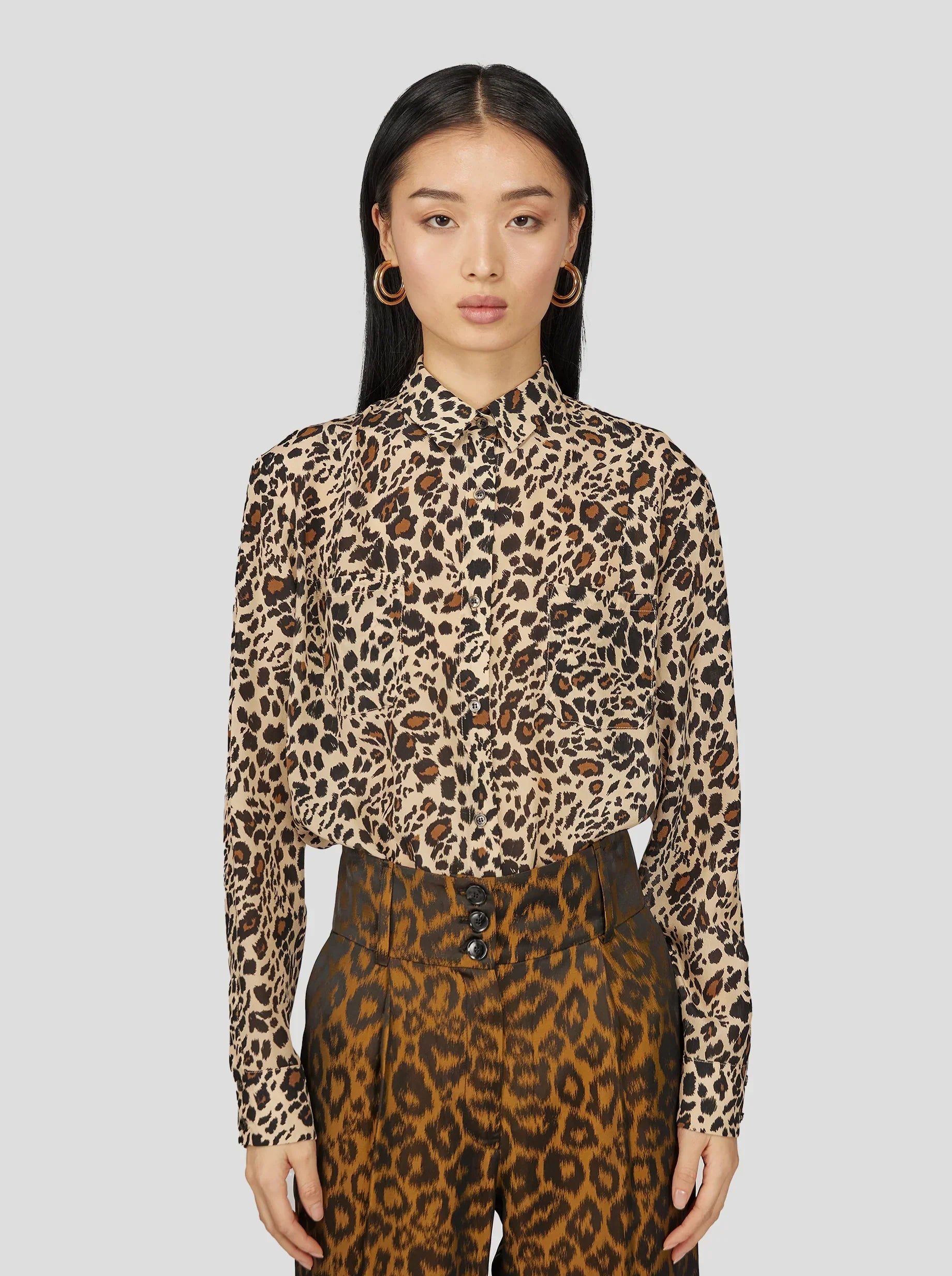 Chemise Dori En Imprimé Léopard Soyeux